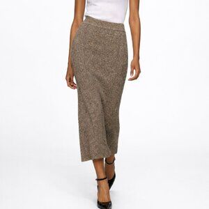 Marc by Marc Jacobs Cashmere Wool Brown Taupe Heather Ribbed Knit Midi Skirt XS
